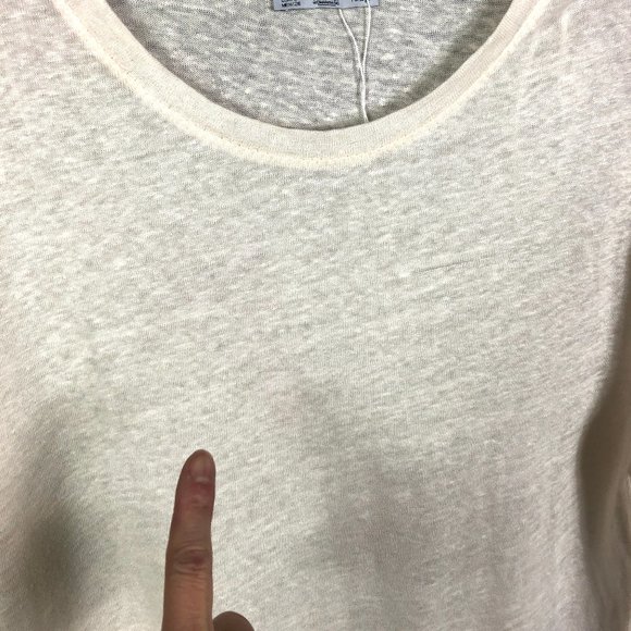 Zara Women's Oatmeal Linen Oversize Raw Hem Sleeve Shirt Size Small - Picture 7 of 9